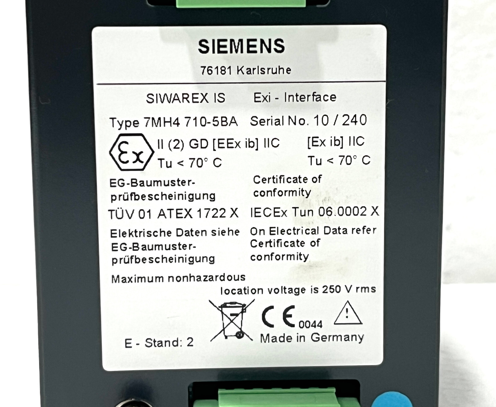 Siemens 7MH4 710-5BA Siwarex IS Exi - Interface - Image 3