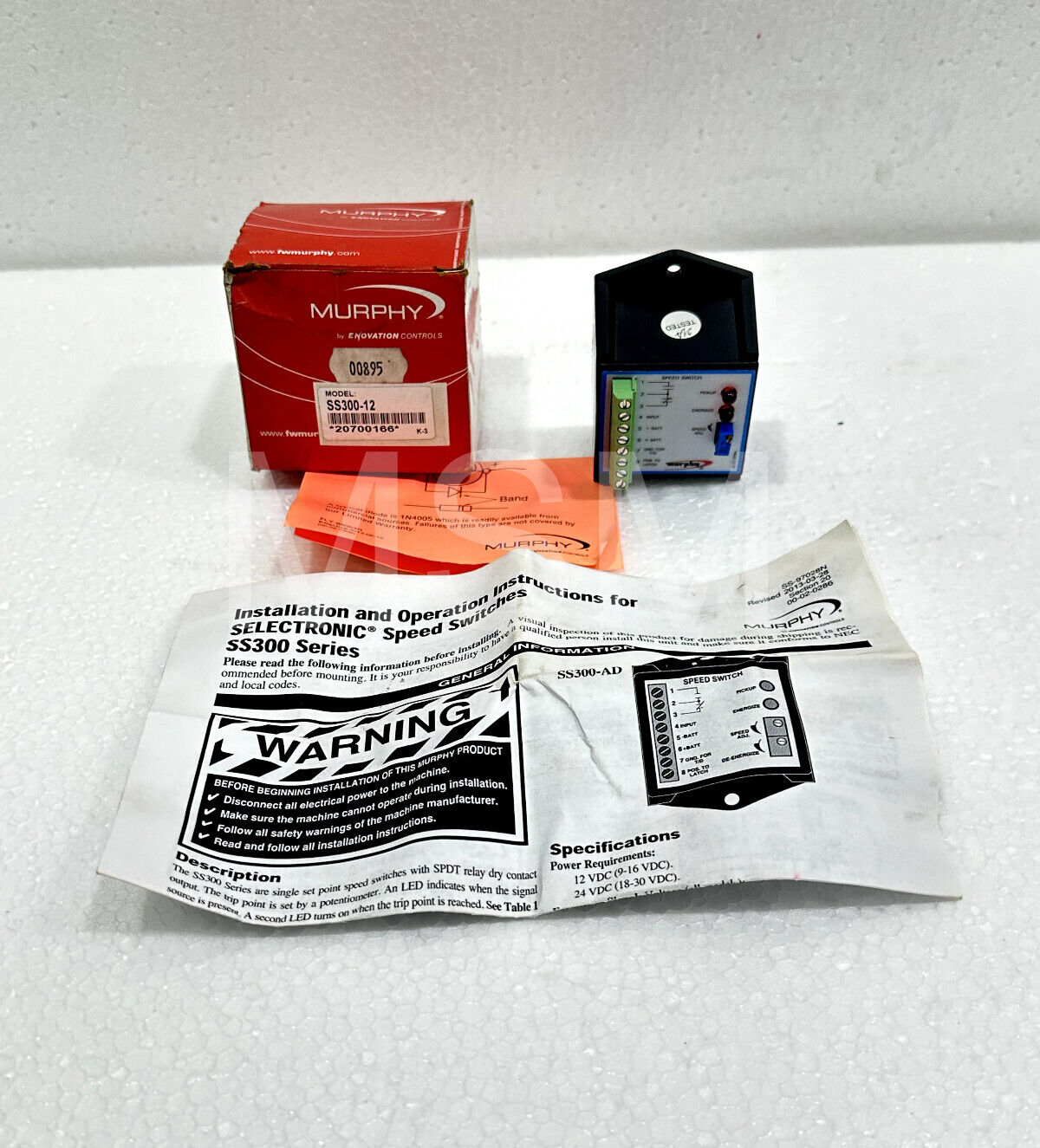 MURPHY SPEED SWITCH --- MODEL SS300-12 Part No - 20700166