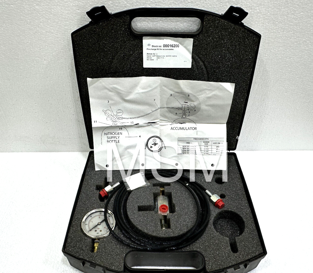 QCS33-1425/J Portable Accumulator Charging Kit 19-0032-00478