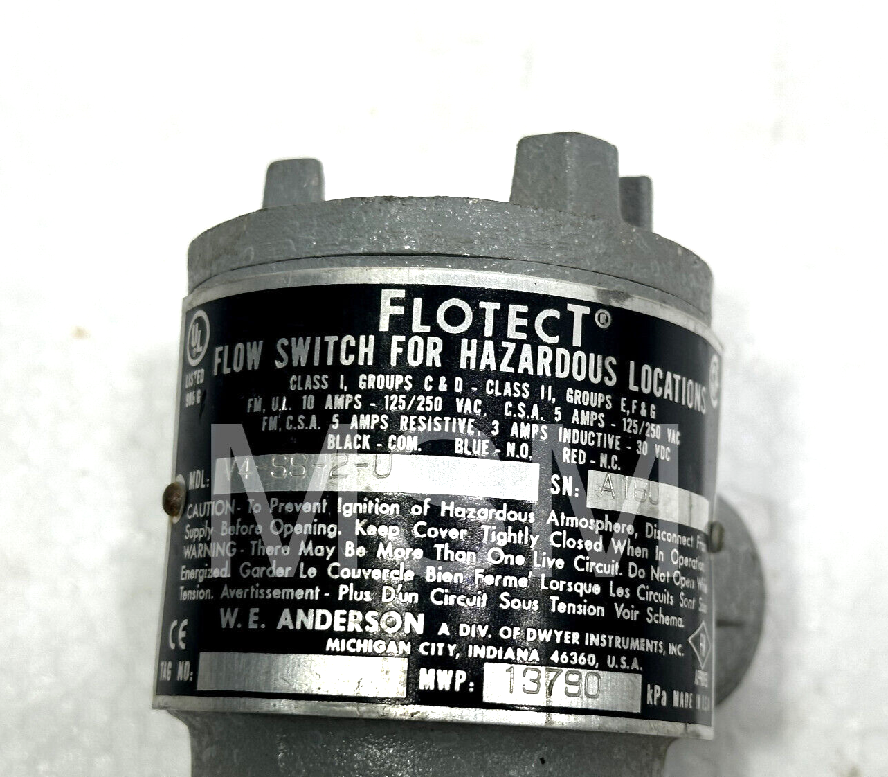 Dwyer W.E.Anderson V4-SS-2-U Flotect Flow Switch V4SS2U MWP 139790 - Image 6