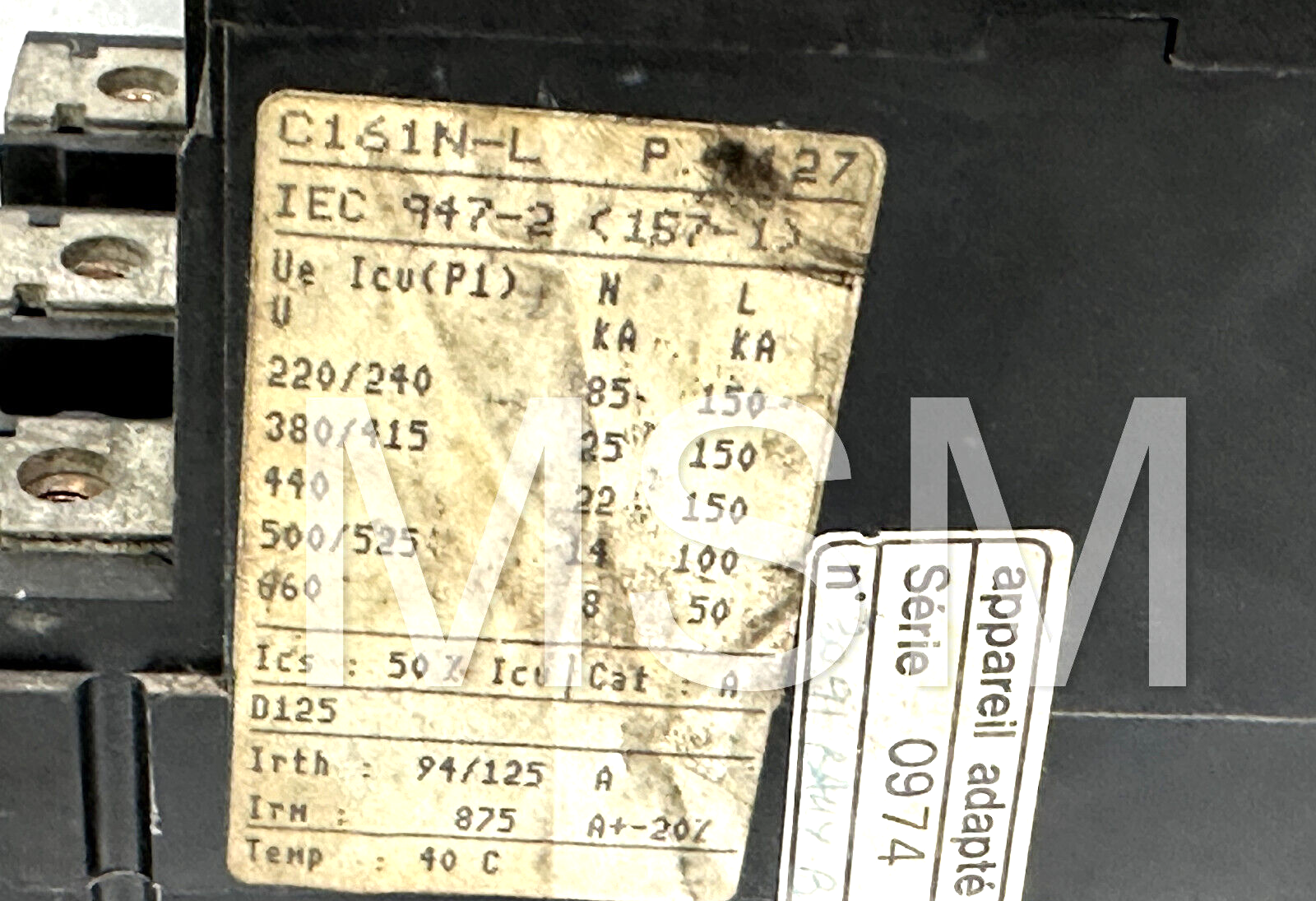 Merlin Gerin Compact C161L Circuit Breaker 94/125 A C161H-L 380-415 V - Image 6