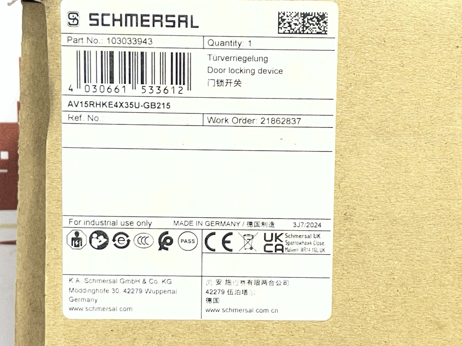 SCHMERSAL AV15RHKE4X35U Door Locking System - Image 9