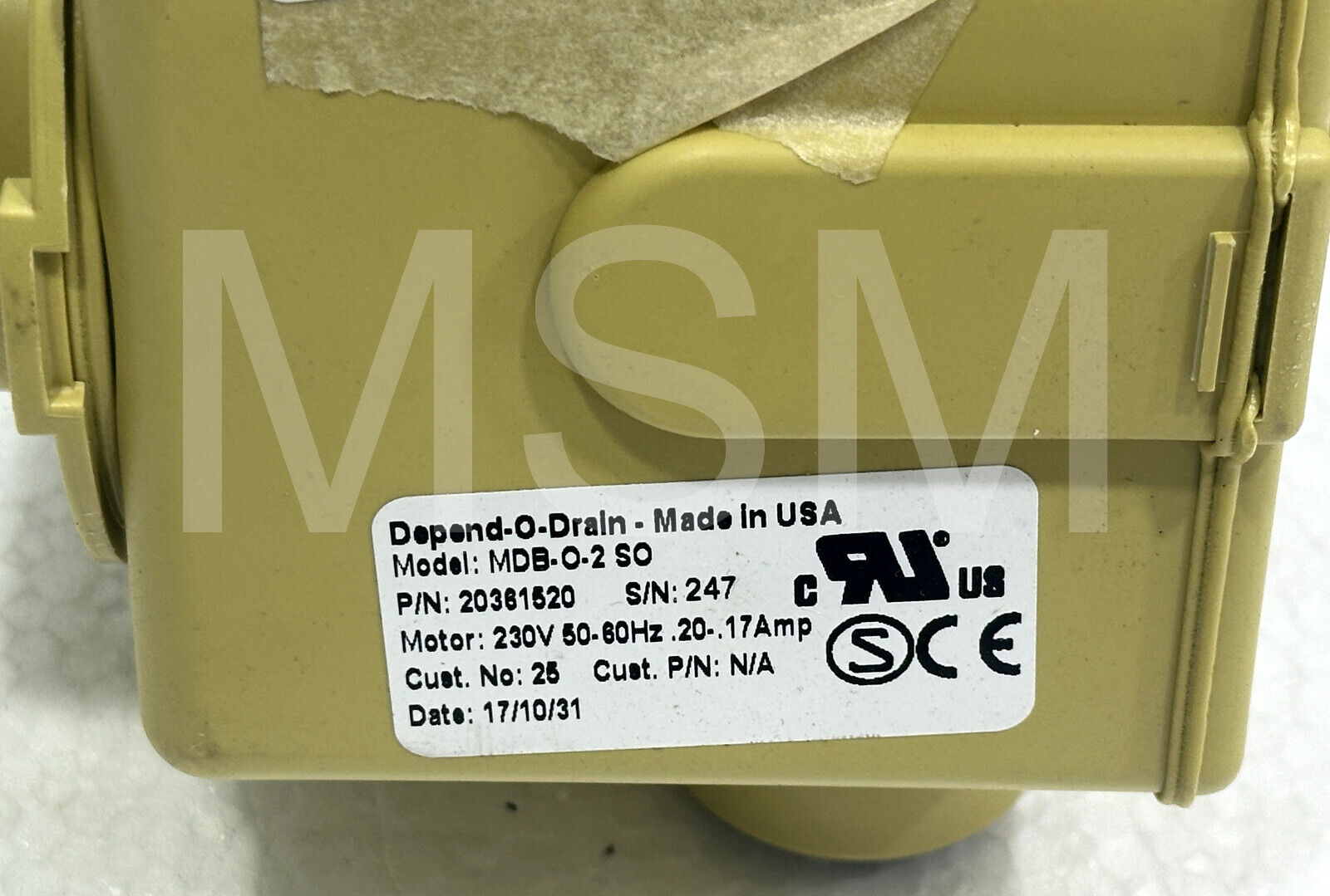 Depend-O-Drain MDB-O SO Drain Valve 20381520 Motor 230v 50/60hz 20-.17Amp - Image 2