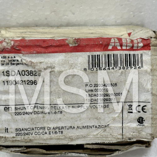 ABB yo- 1sda038292r1 yc- 1sda038302r1 shunt closing &opening coil