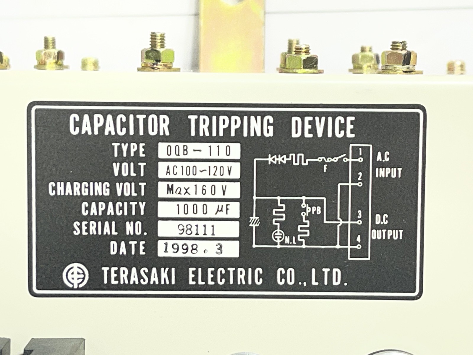 Terasaki 0QB -110 Capacitor Tripping Device AC100 120V - Image 3