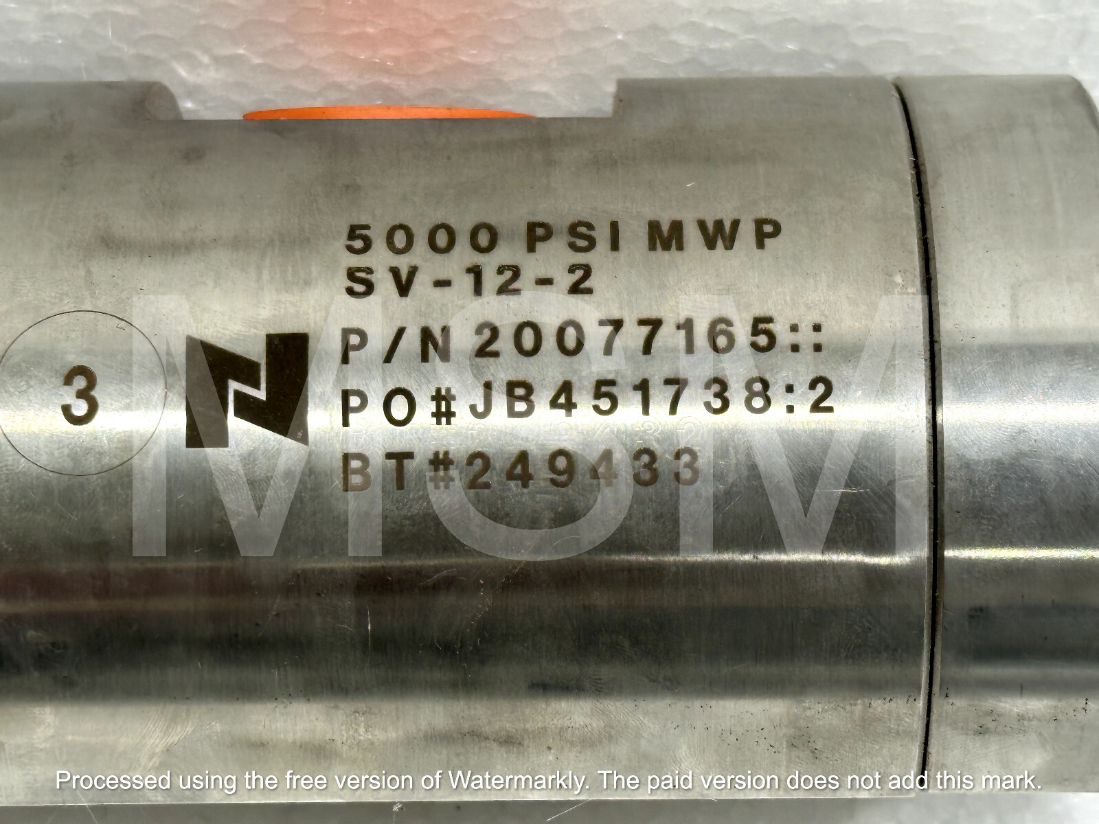 NOV Valve,Shuttle,3/4"SS,W/1" NPT Ports 5000 PSI MWP - Image 2