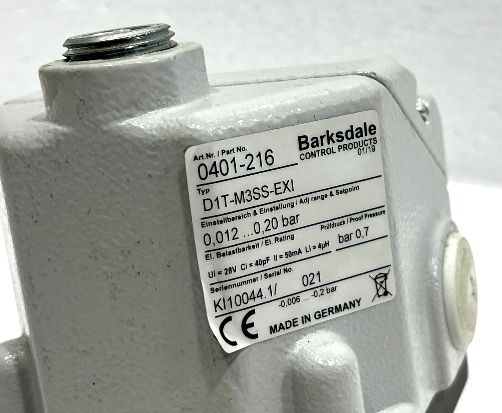 Barksdale D1T-M33SS-EXI Diaphragm Pressure Switch - Image 3