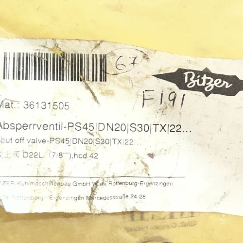 BITZER PS45|DN20|S30|TX|22 Shut off valve