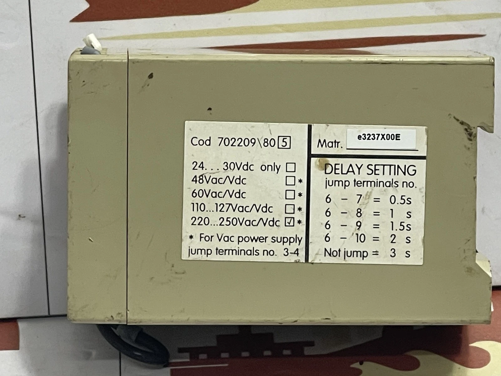 ABB SACE 702209\80 YU DELAY FOR VAC POWER SUPPLY JUMP TERMINALS - Image 3